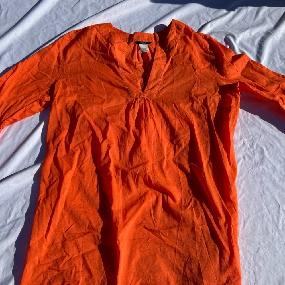 J. Crew V-Neck Long-Sleeve Blouse in Bright Orange 0115